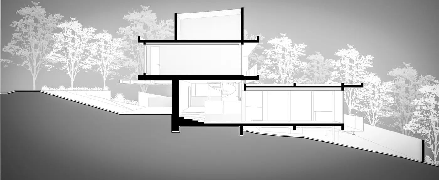 Casa Concreto — corte estrutural